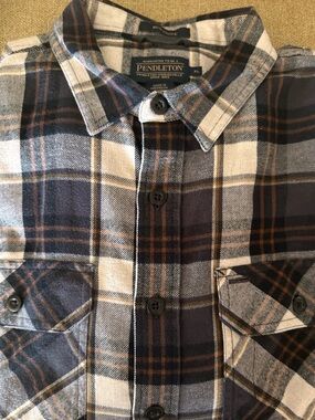 Pendleton Men's Plaid Shirt Jacket in Charcoal, Cream & Brown